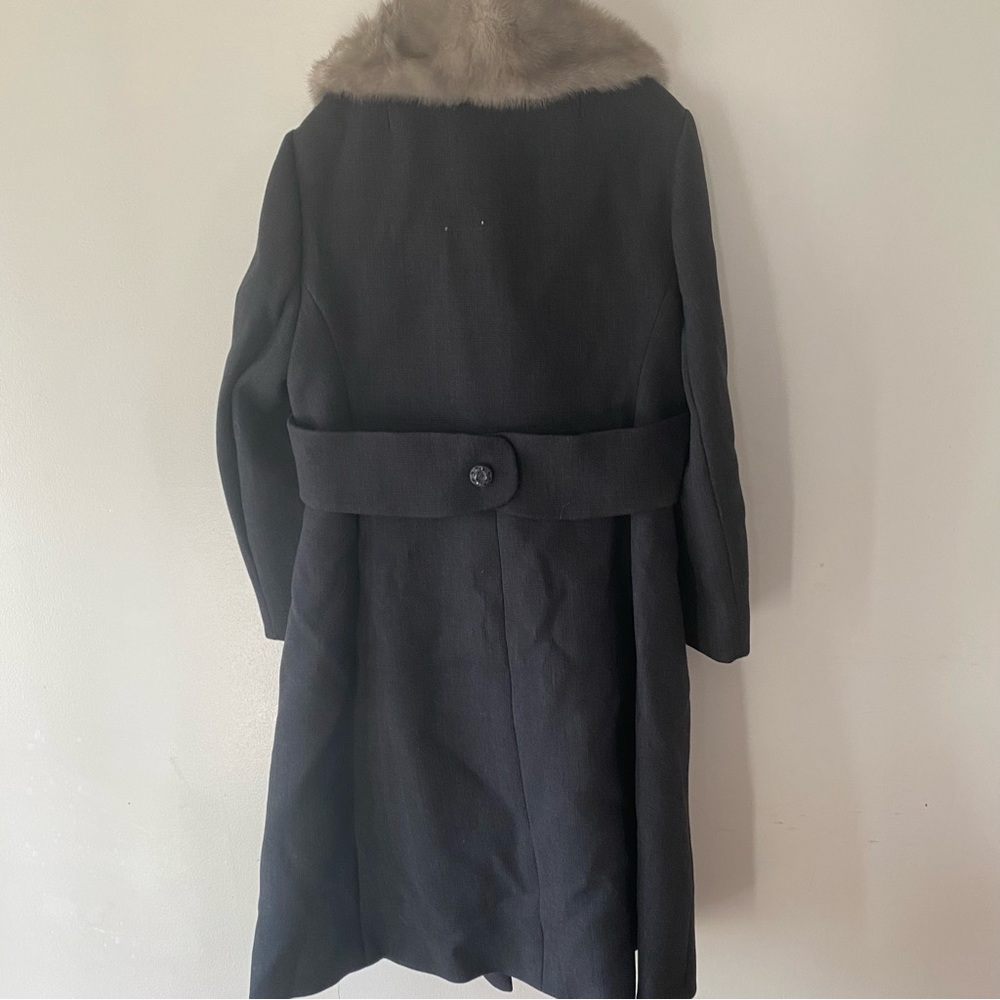 Gray mink fur collar vintage 70’s maxi length peacoat - Picture 6 of 6